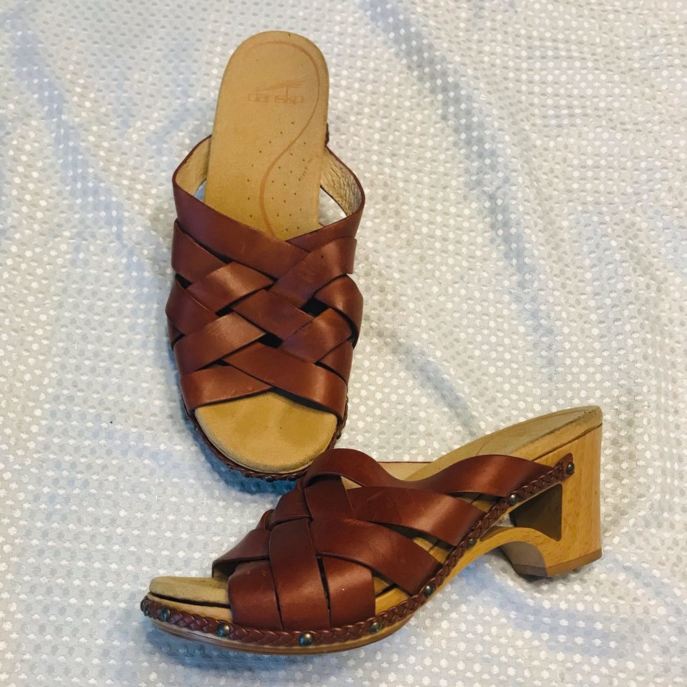 Women's Brown Leather Heeled Sandals